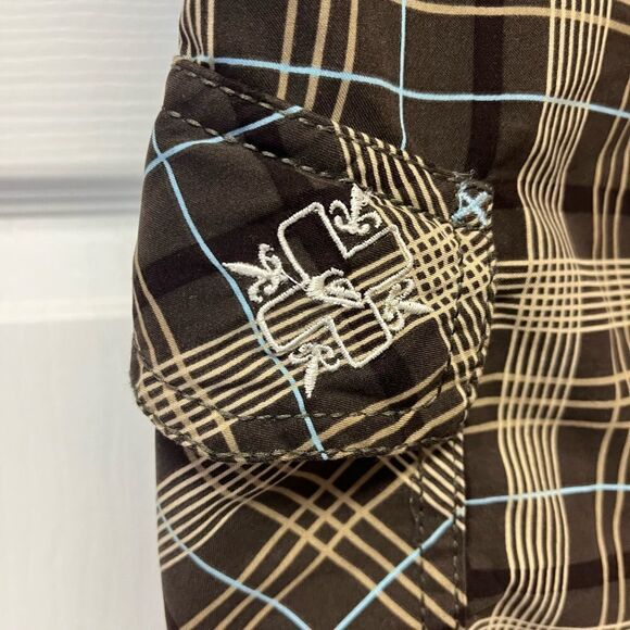 Quiksilver Brown Plaid Board Shorts Swim Trunks sz 34 - Picture 2 of 6